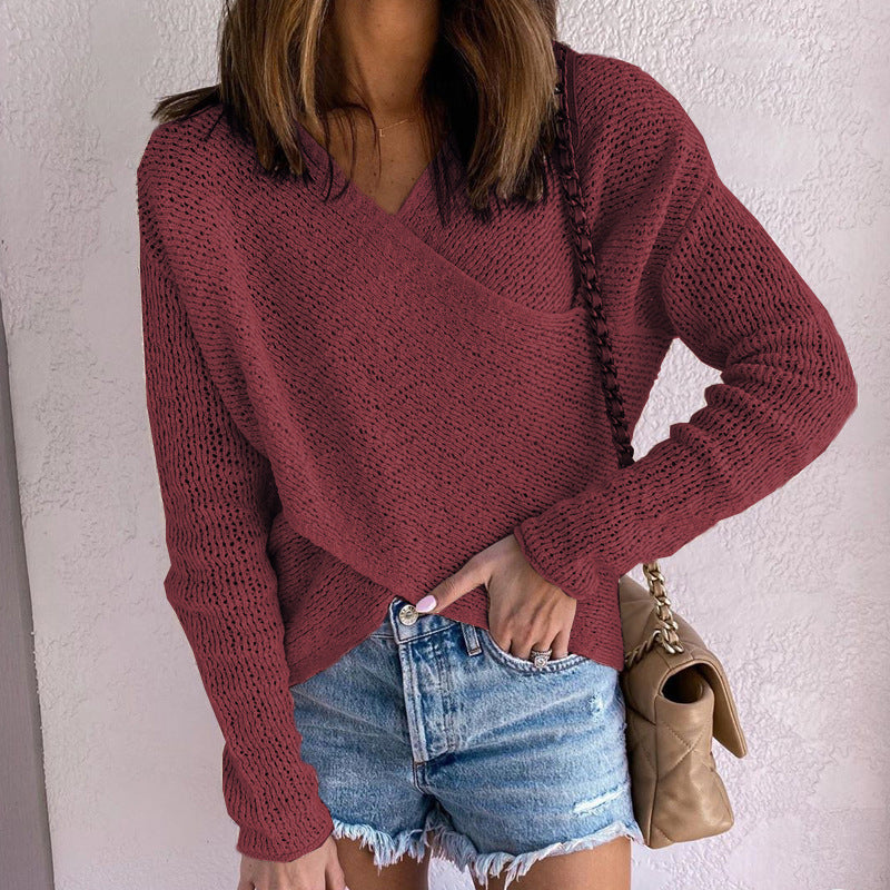 Pull Femme en Maille – Col Rond et Couleur Unie