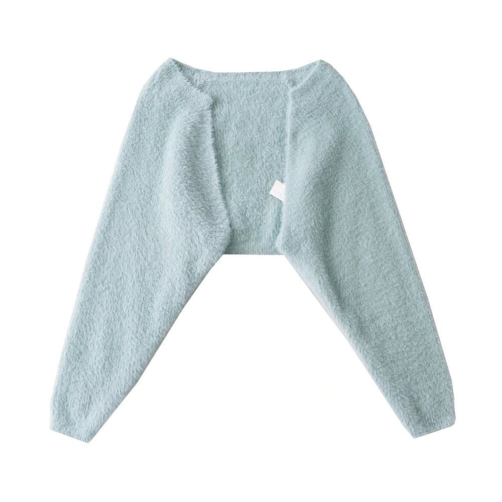 Blouse Pull à Manches Longues en Fausse Fourrure