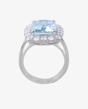 Aquamarine &amp; Diamond Halo Ring