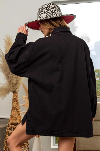 Veste Boutonnée BiBi à Effet Lavé avec Poches