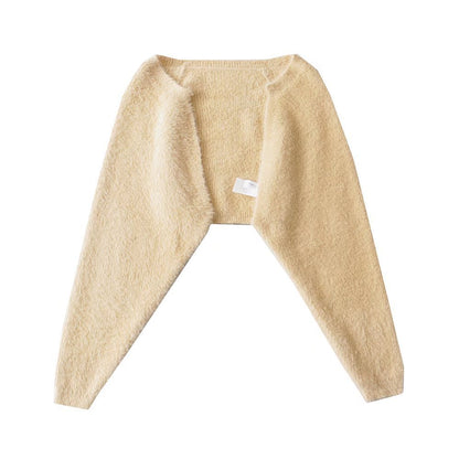 Blouse Pull à Manches Longues en Fausse Fourrure
