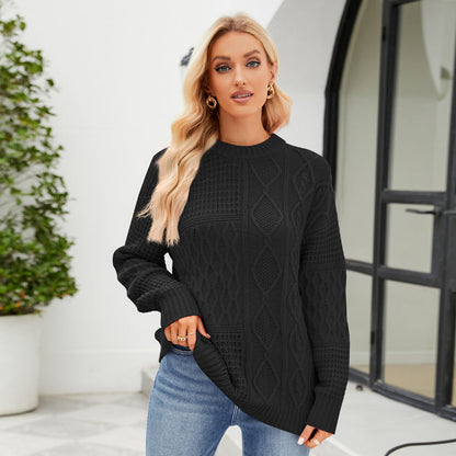 Pull Décontracté Col Rond Motif Torsadé