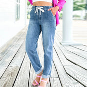 Casual mom jeans for women | With drawstring 1