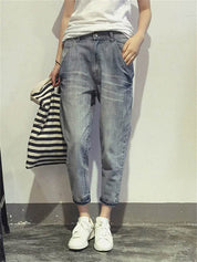 Grey Cropped Jeans for Women | Washed 0