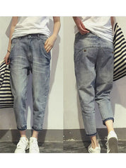 Grey Cropped Jeans for Women | Washed 1