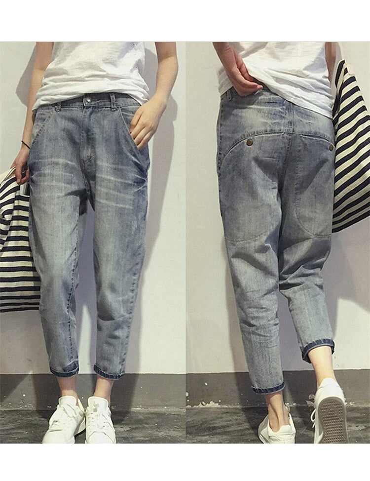 Grey Cropped Jeans for Women | Washed 1