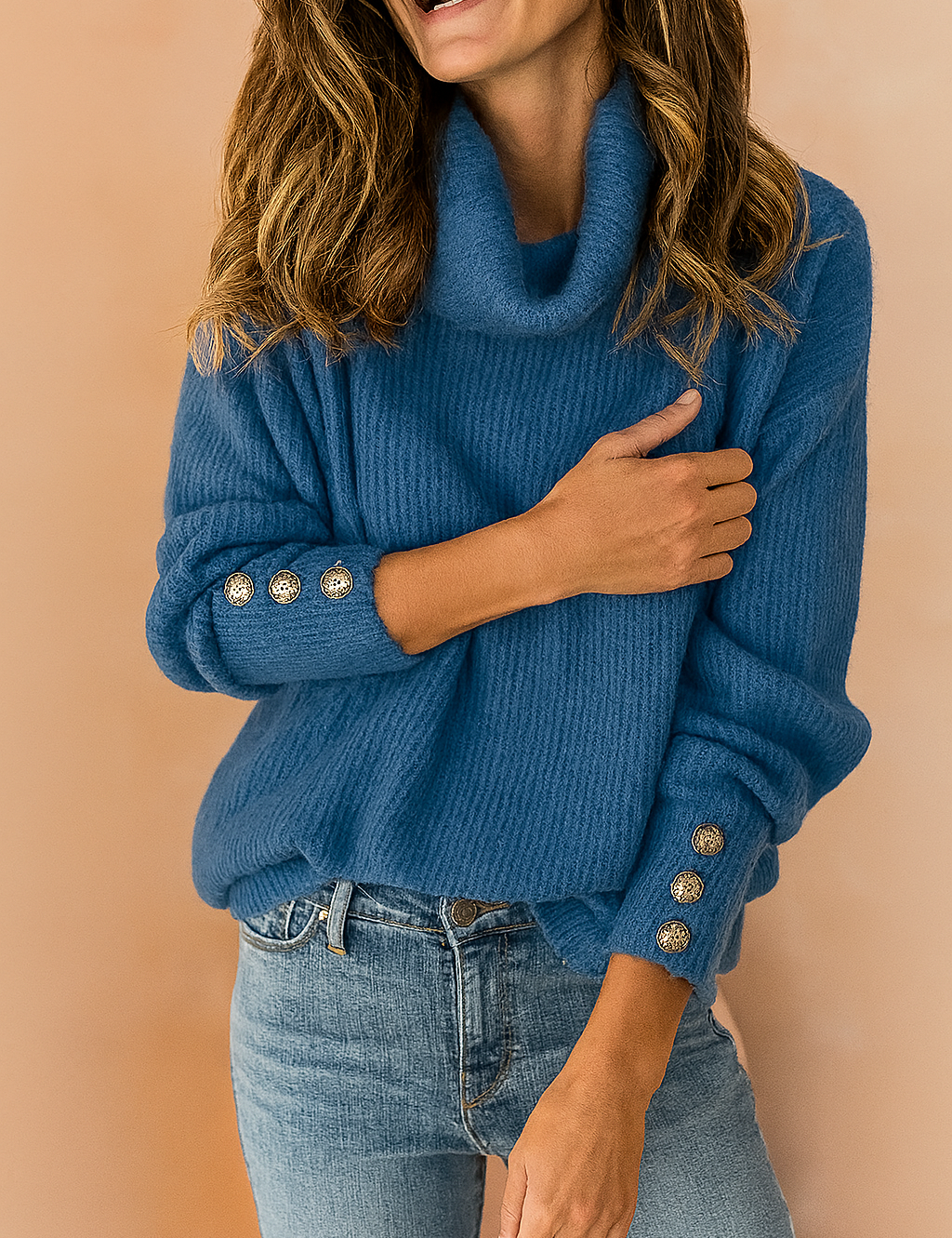 Milena | Turtleneck sweater with decorative buttons 1