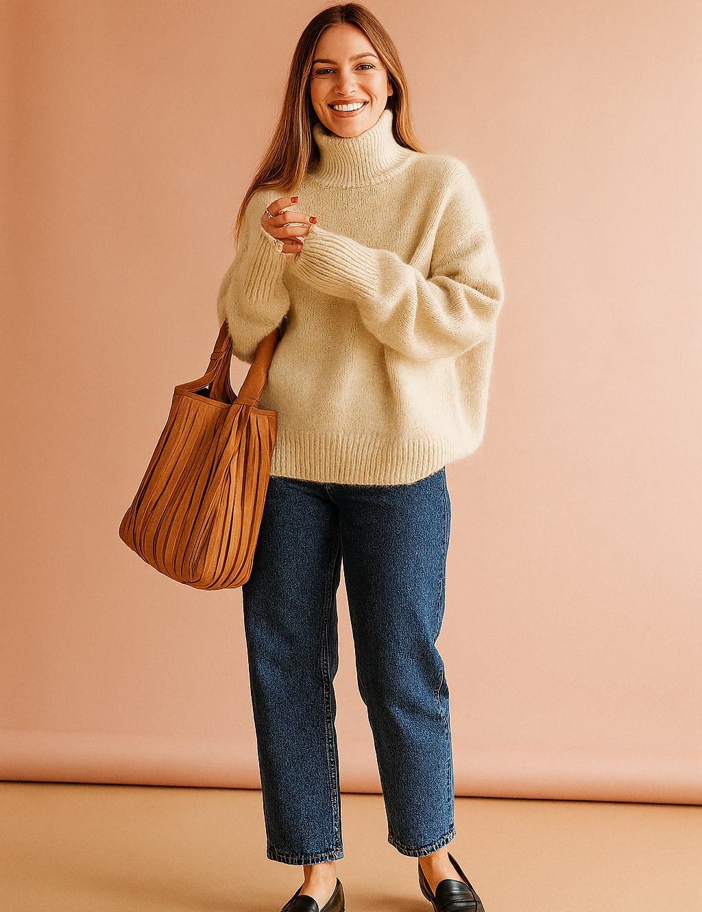 Nina | Oversized turtleneck sweater with long sleeves 0