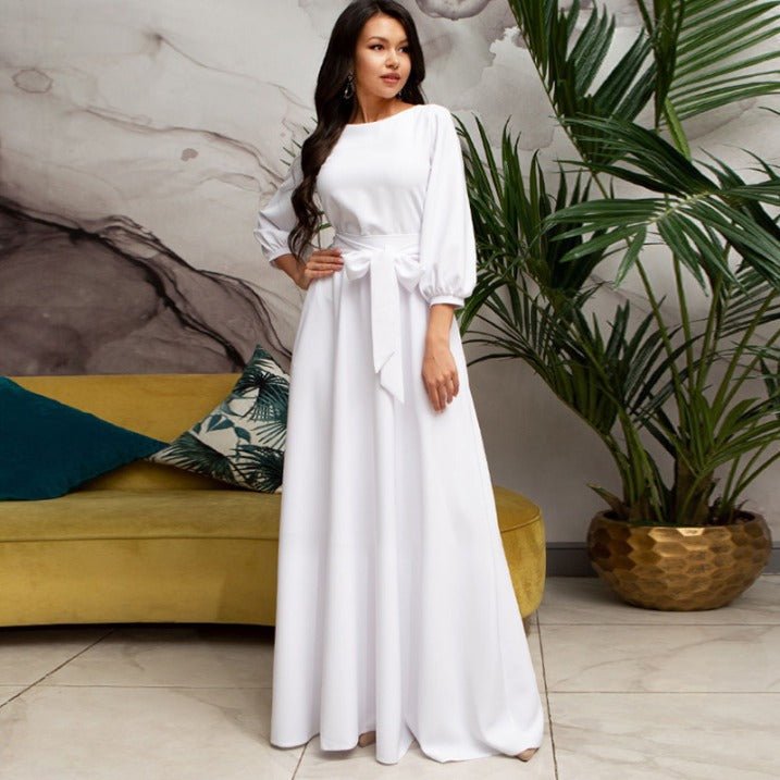 Stylish long-sleeved wedding guest dress for women | Maxi 0