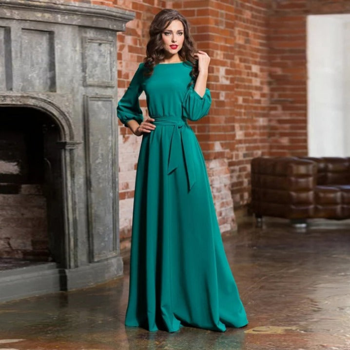 Stylish long-sleeved wedding guest dress for women | Maxi 1