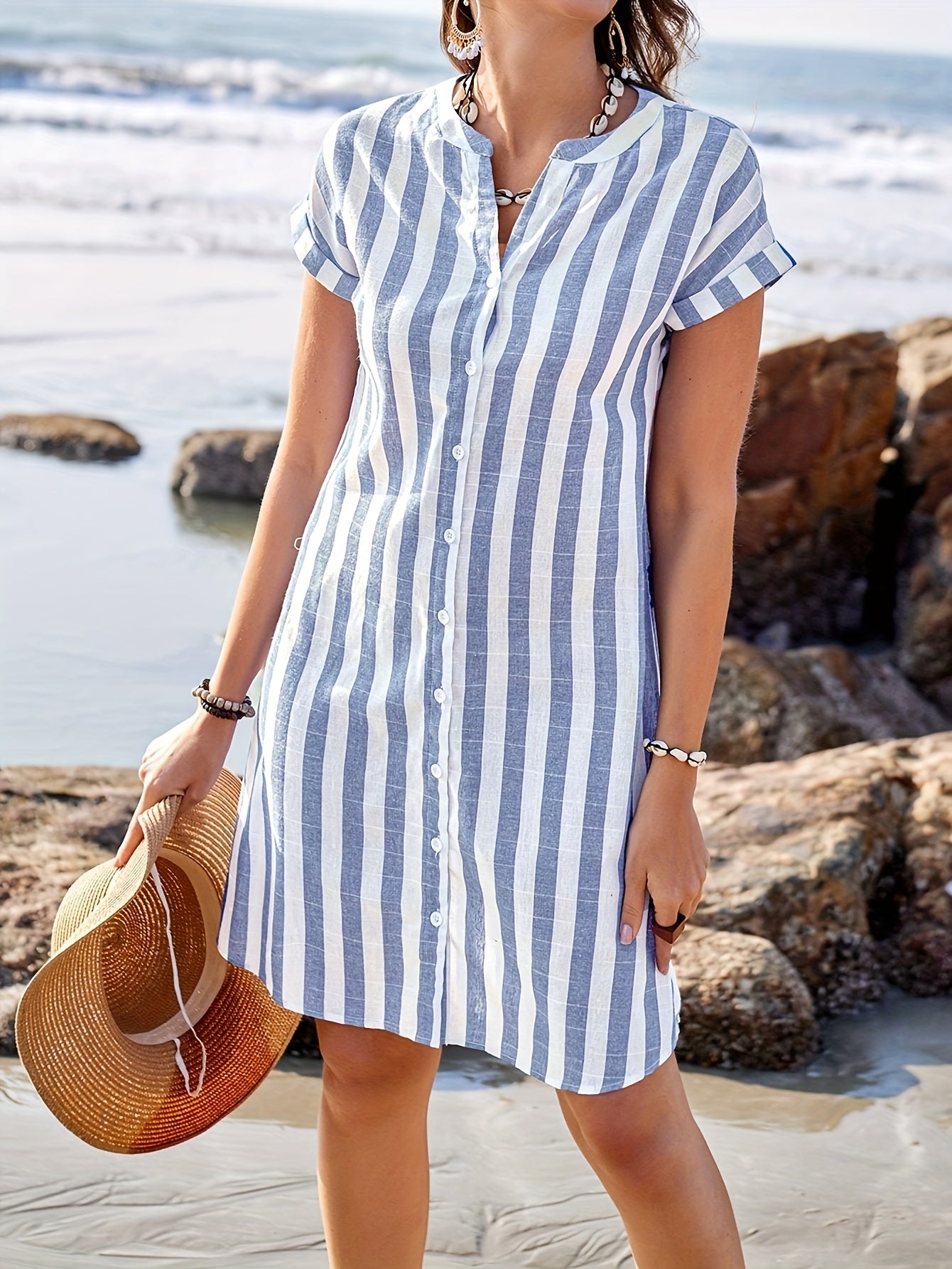 Robe Rayée Décontractée d’Été