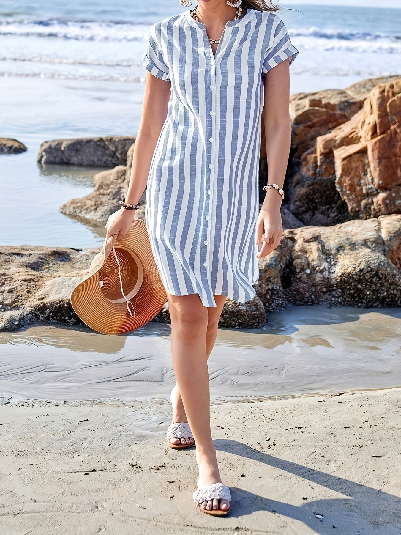 Robe Rayée Décontractée d’Été