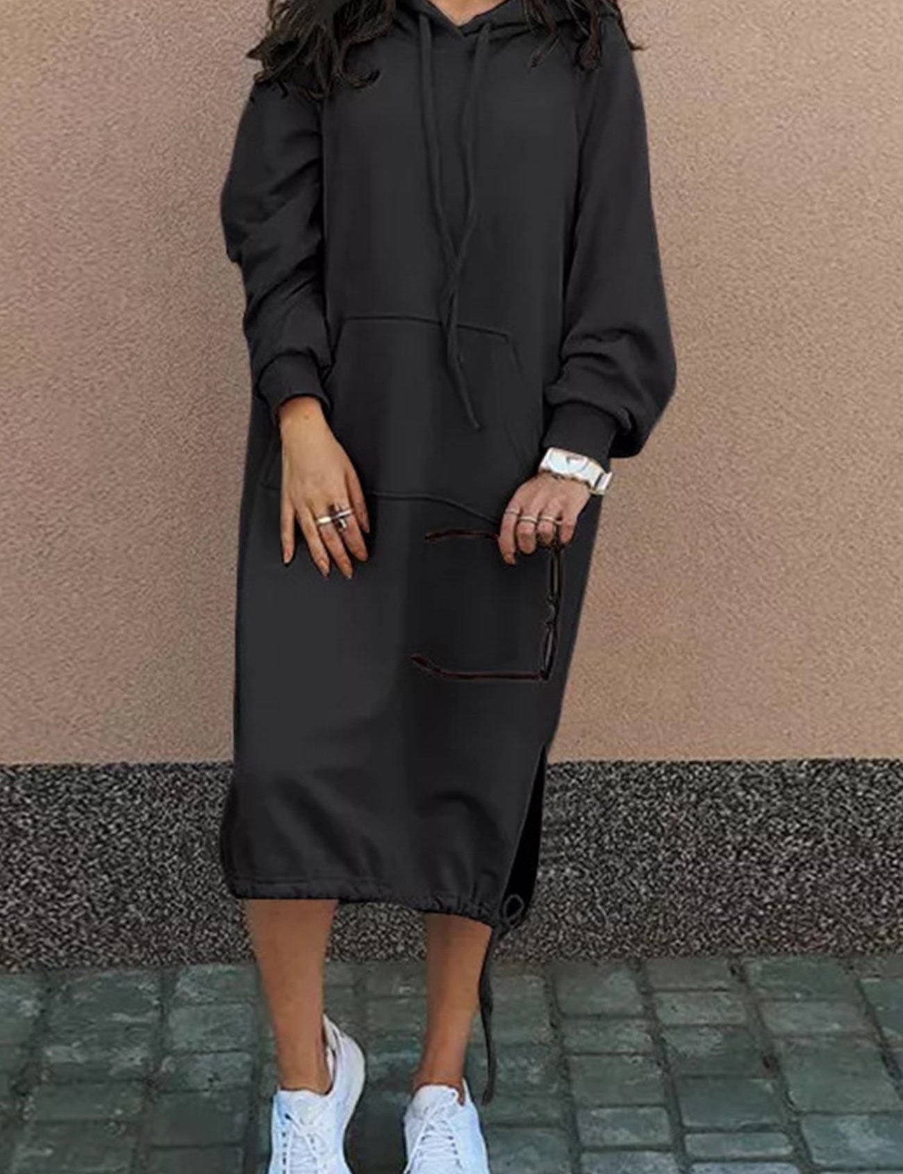 Women's Long Hoodie Dress | Long Sleeve 1