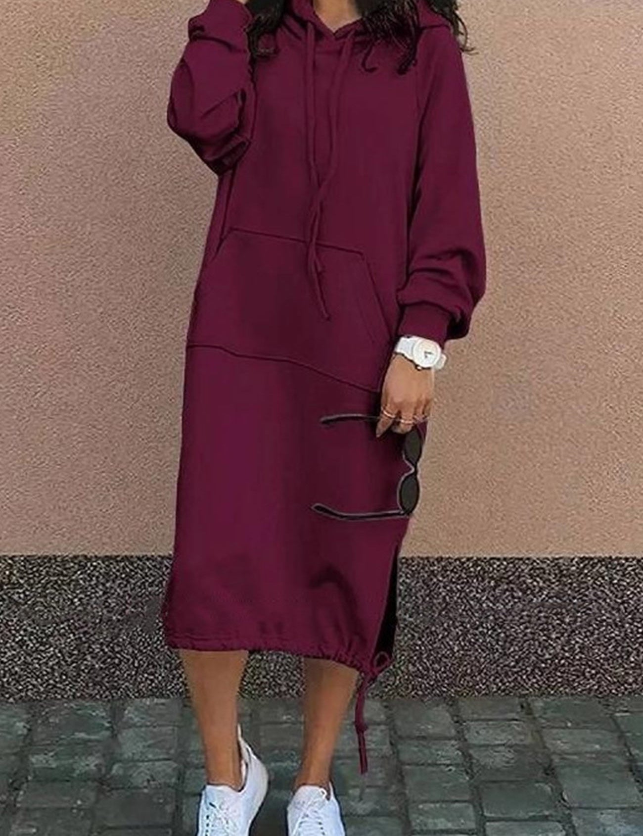 Women's Long Hoodie Dress | Long Sleeve 4