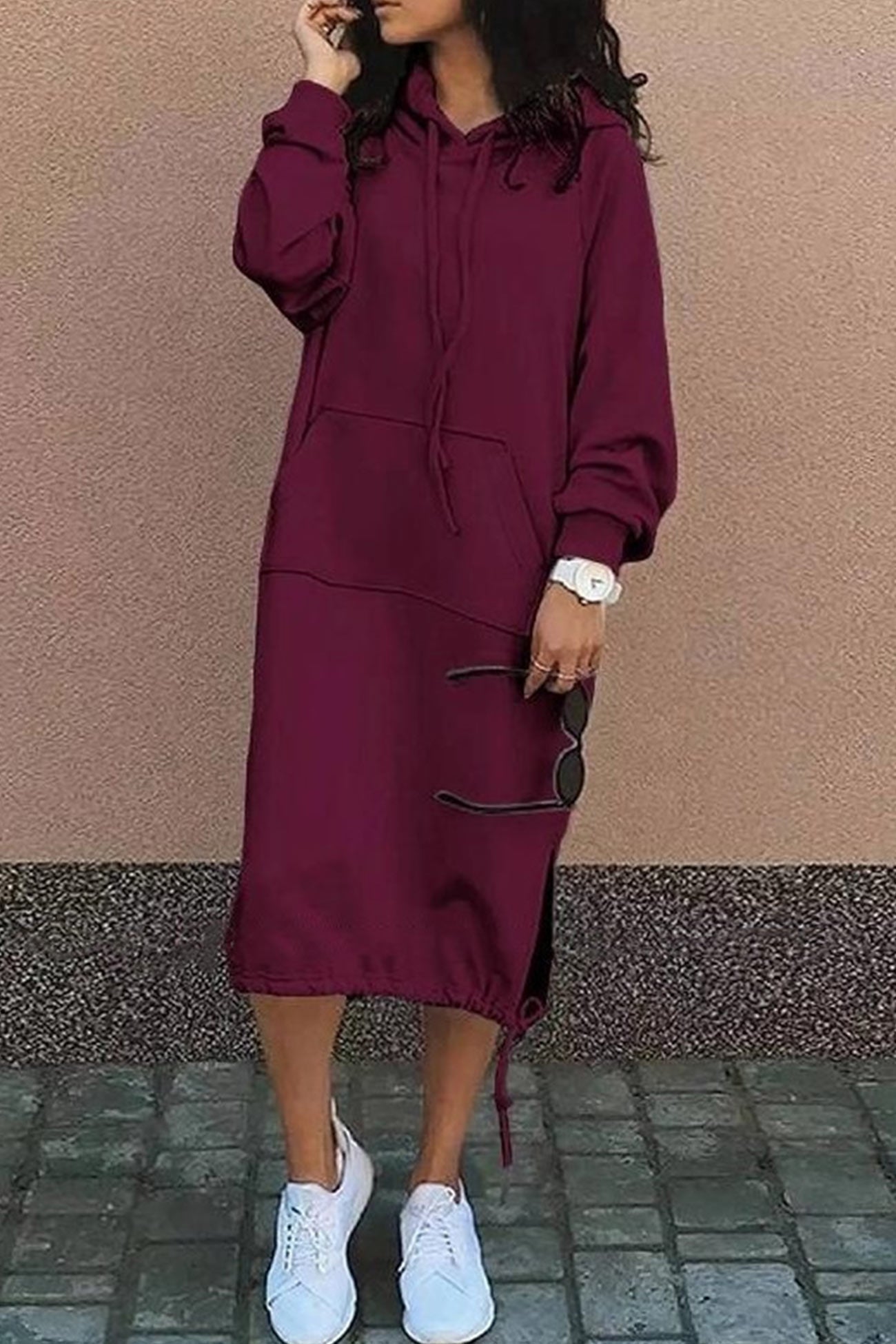 Women's Long Hoodie Dress | Long Sleeve 4