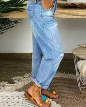 Women's Low-Waisted Casual Pants | Blue 1