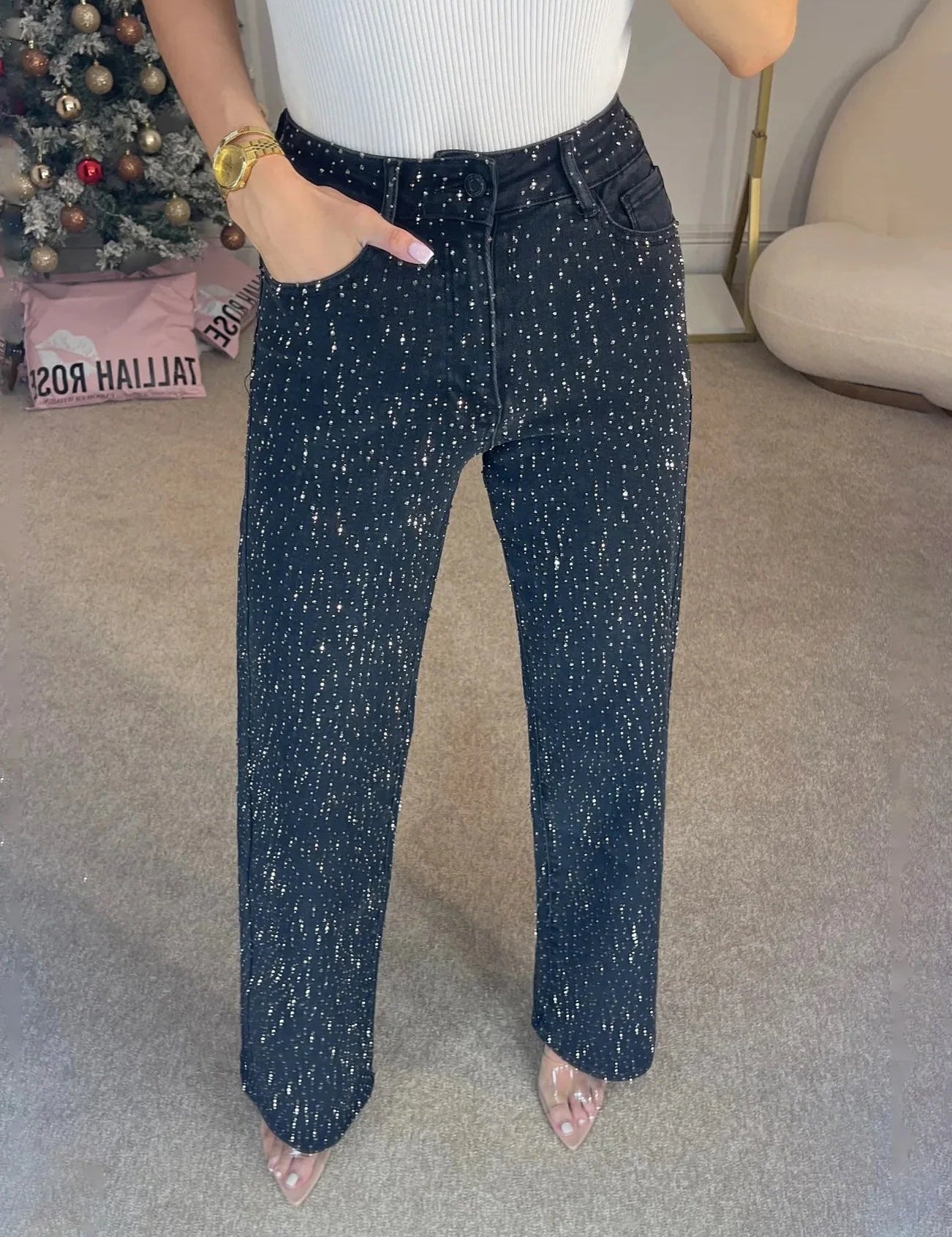 Women's Sparkling Style Mom Jeans | Casual 0