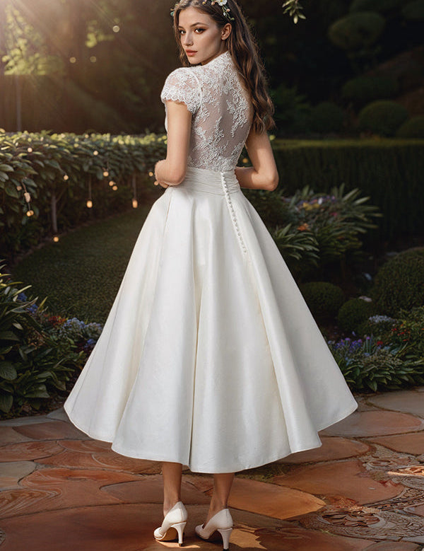 Women's V-neck wedding dress | Midi 1