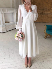 Women's long-sleeved wedding dress | Midi 0