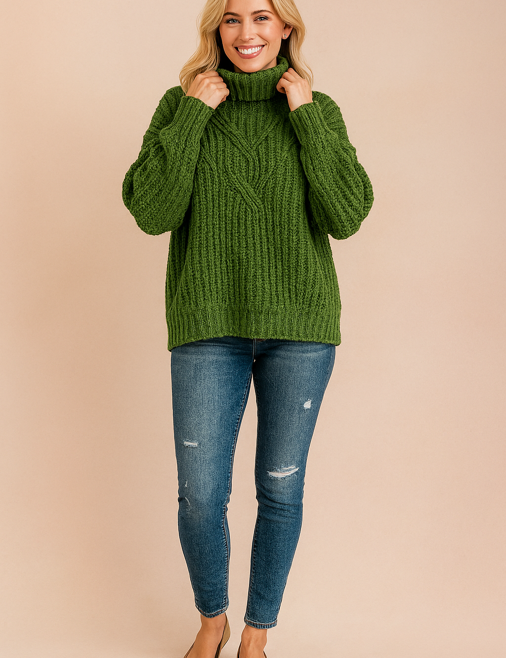 Zosia | Cable-knit turtleneck sweater with 3D texture 0