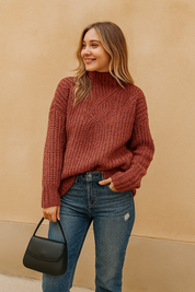 Zosia | Cable-knit turtleneck sweater with 3D texture 2