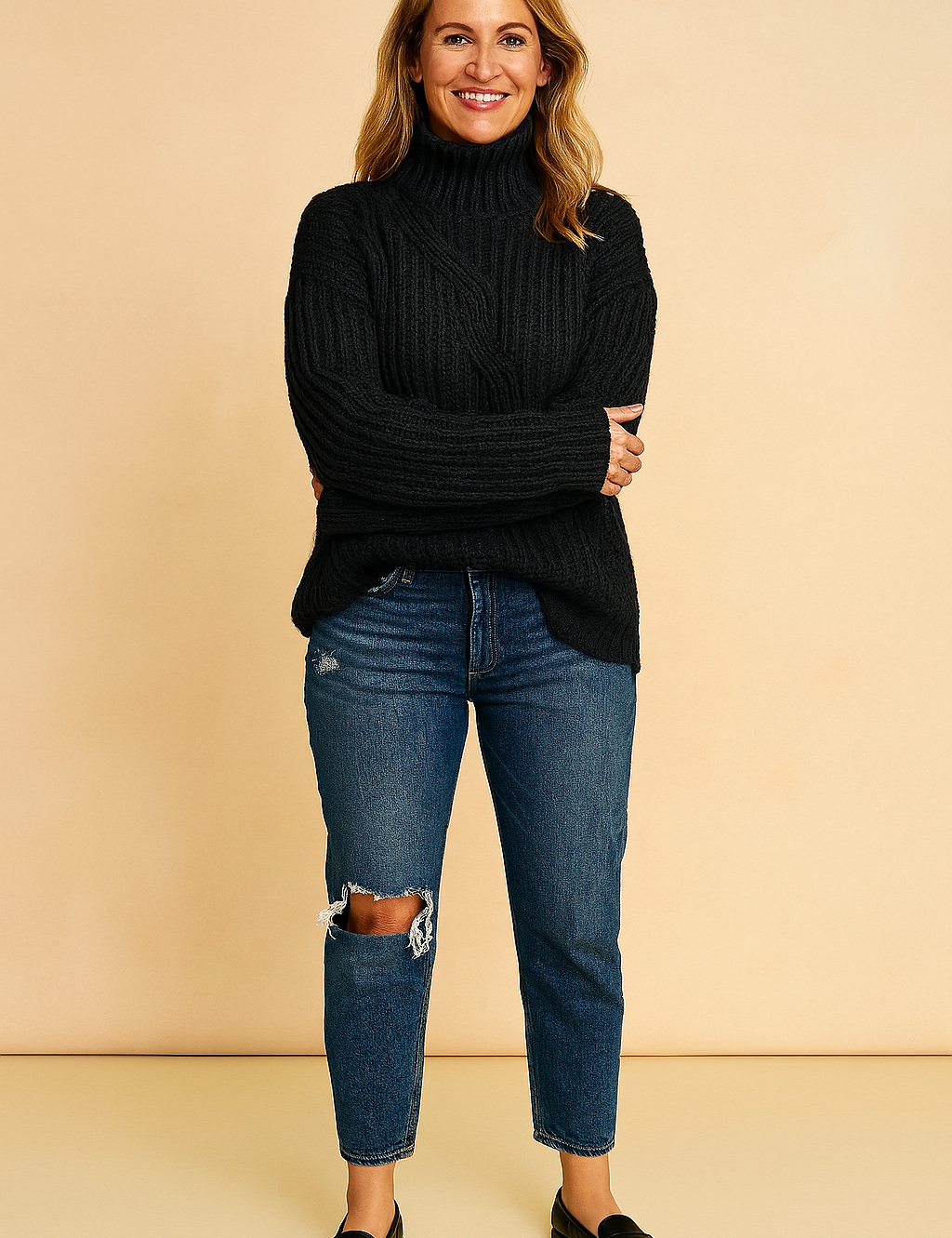 Zosia | Cable-knit turtleneck sweater with 3D texture 3