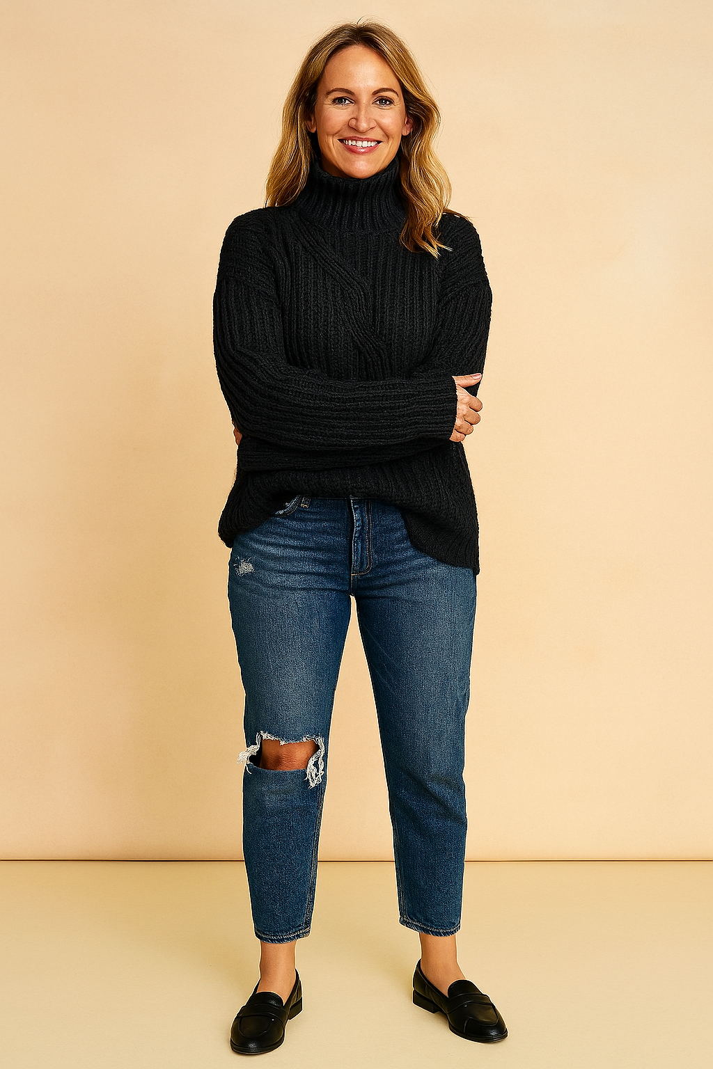 Zosia | Cable-knit turtleneck sweater with 3D texture 3