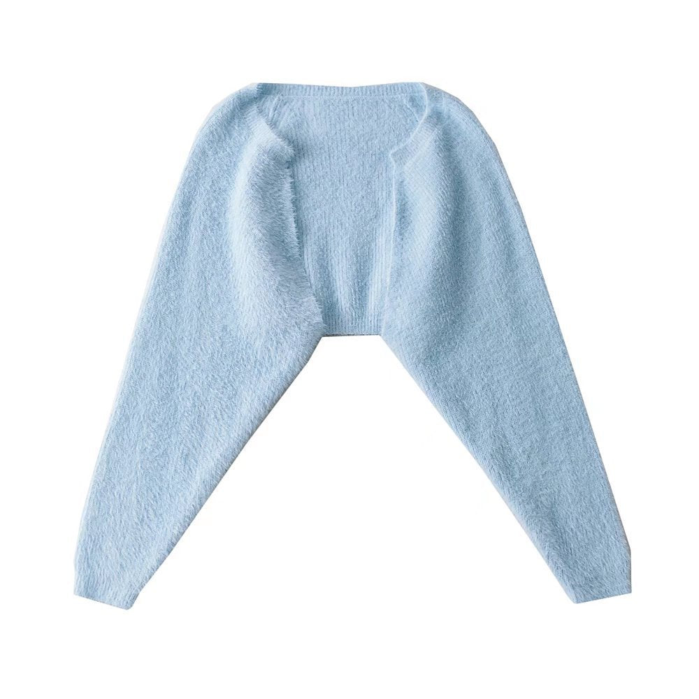 Blouse Pull à Manches Longues en Fausse Fourrure