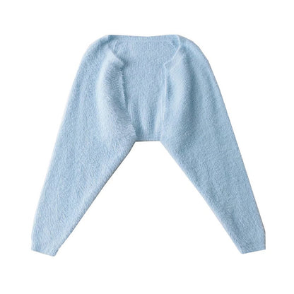 Blouse Pull à Manches Longues en Fausse Fourrure