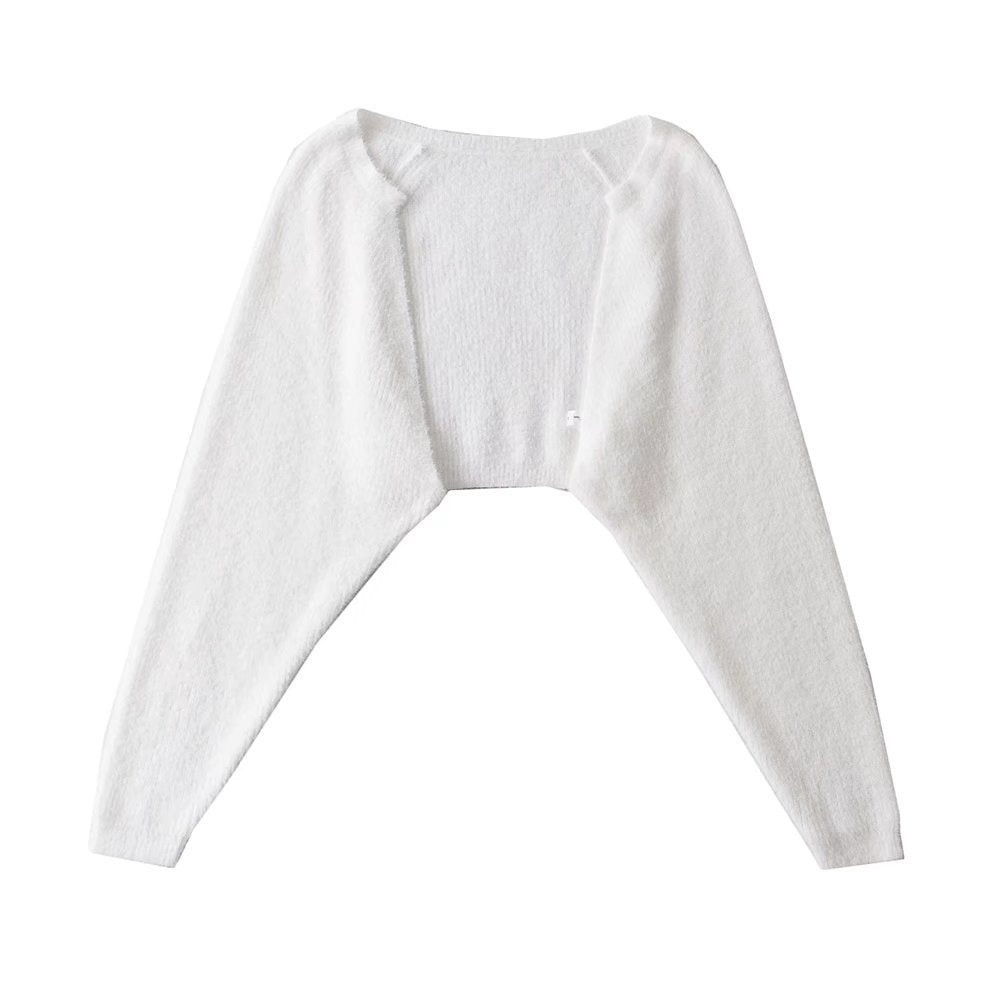 Blouse Pull à Manches Longues en Fausse Fourrure