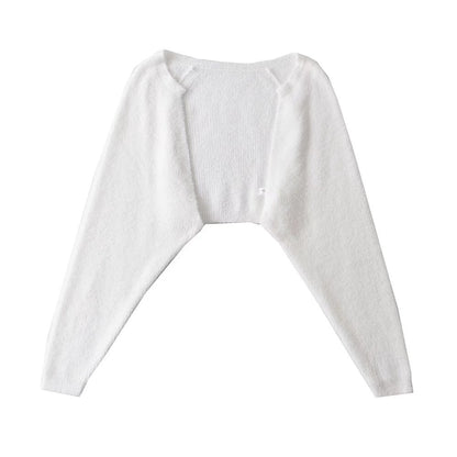 Blouse Pull à Manches Longues en Fausse Fourrure