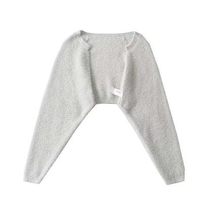 Blouse Pull à Manches Longues en Fausse Fourrure