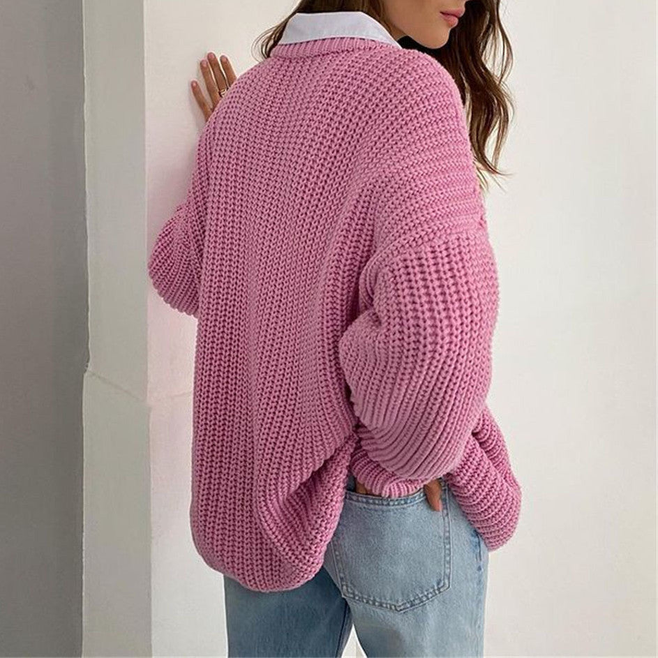 Loose Long Sleeve Idle Style Pullover Sweater For Women