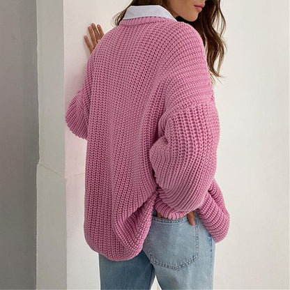 Loose Long Sleeve Idle Style Pullover Sweater For Women